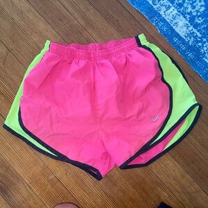 Hot pink and green Nike shorts size small